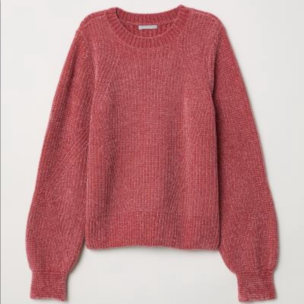 H&M chenille pink sweater XS